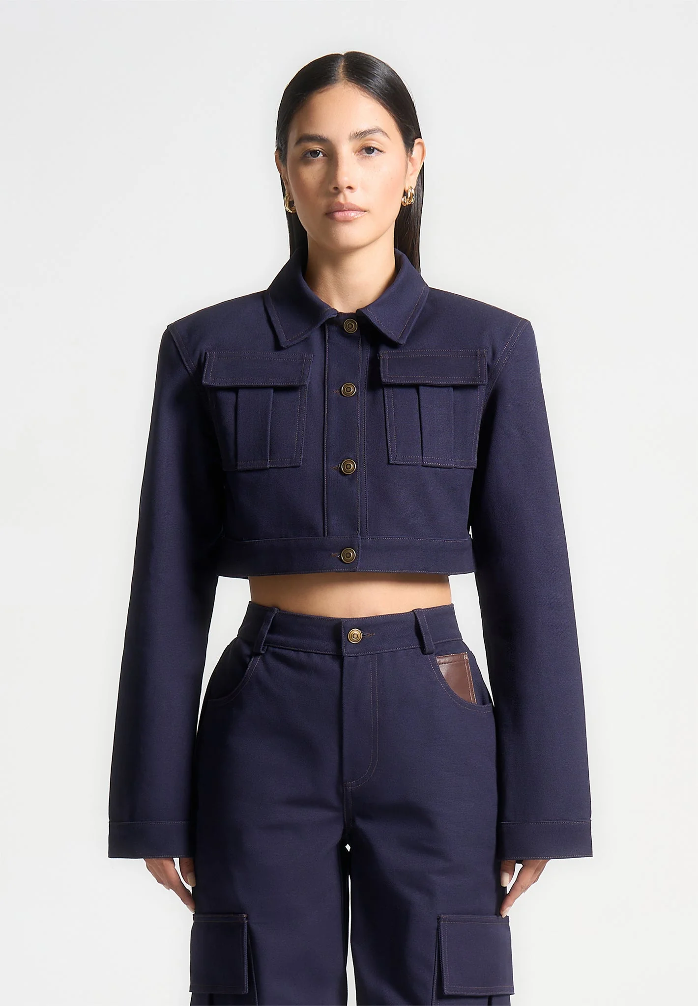 Wide Shoulder Drill Jacket - Indigo - Image 4