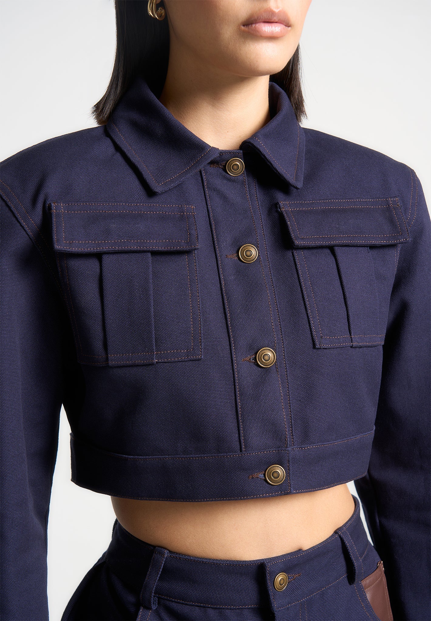 Wide Shoulder Drill Jacket - Indigo - Image 5
