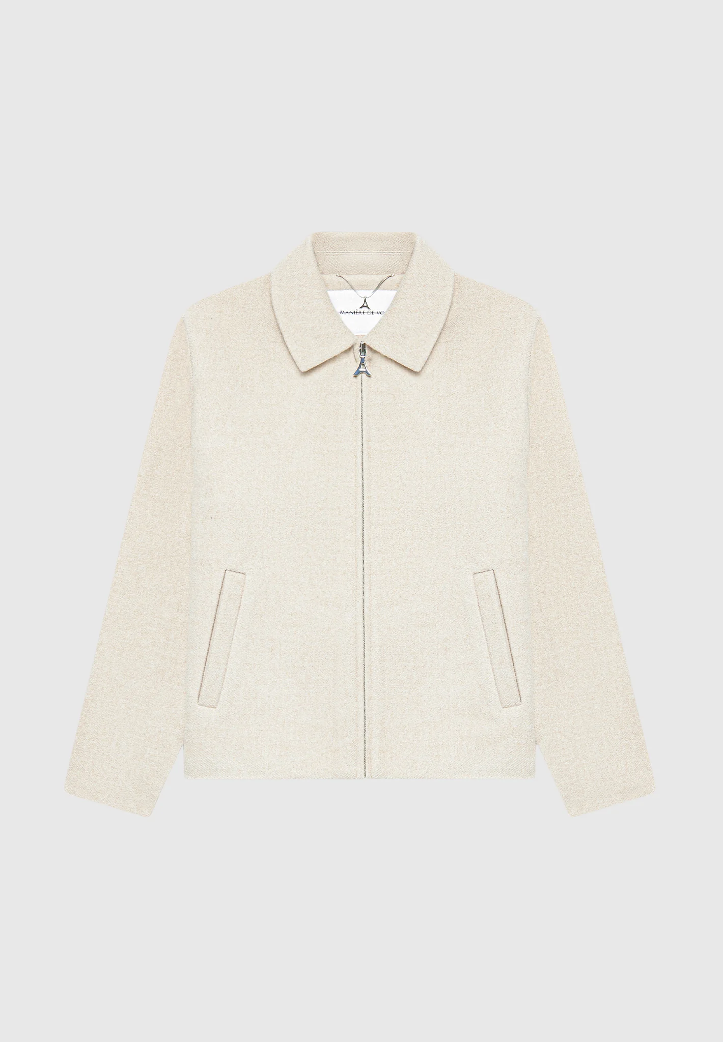 Wool Blend Boxy Jacket - Beige - Image 2