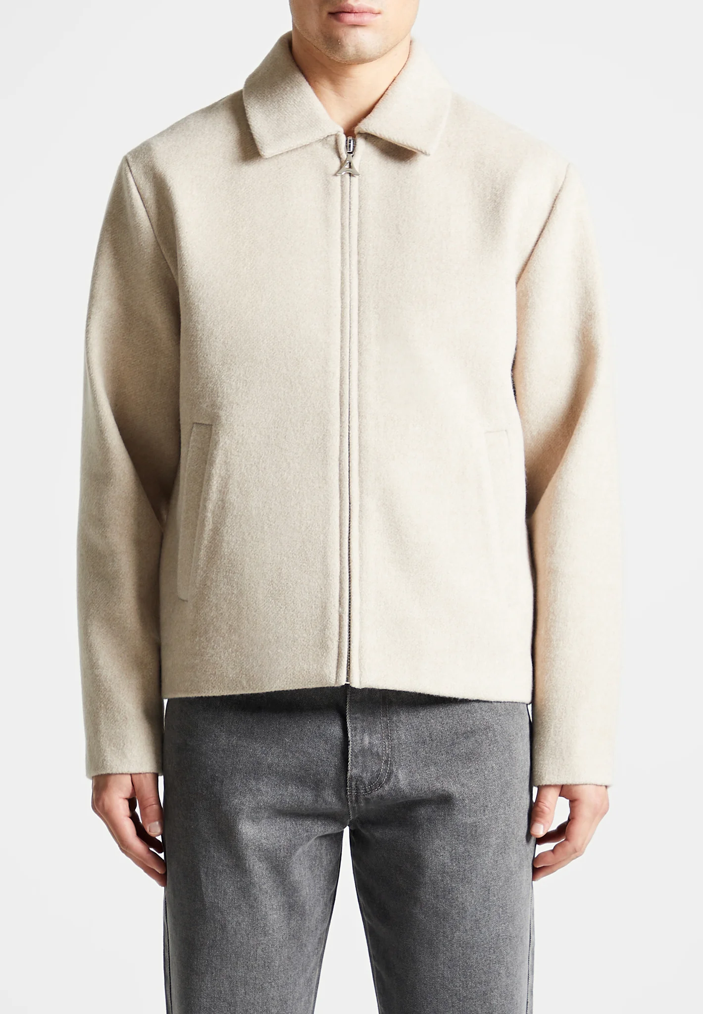 Wool Blend Boxy Jacket - Beige - Image 3
