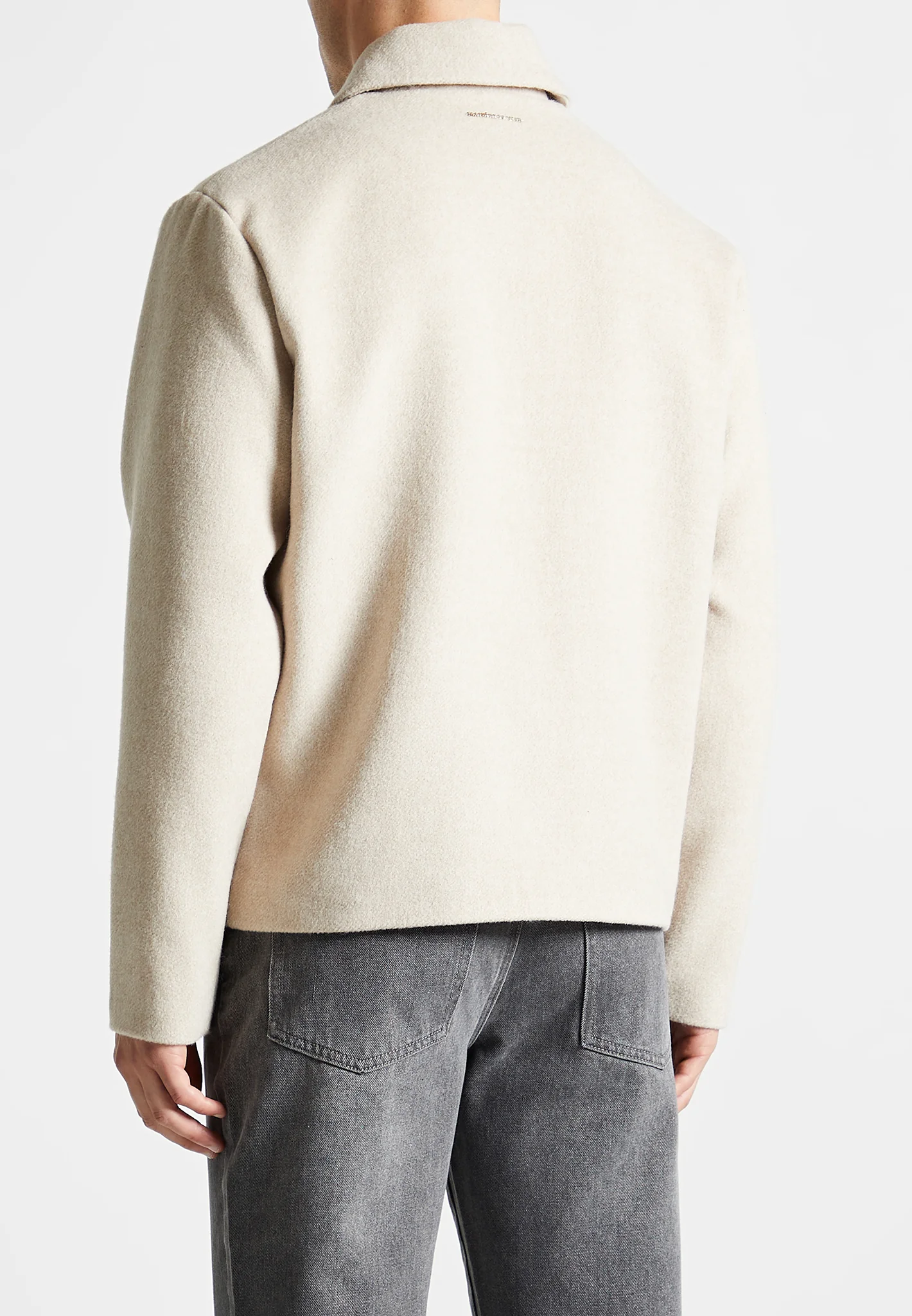 Wool Blend Boxy Jacket - Beige - Image 4