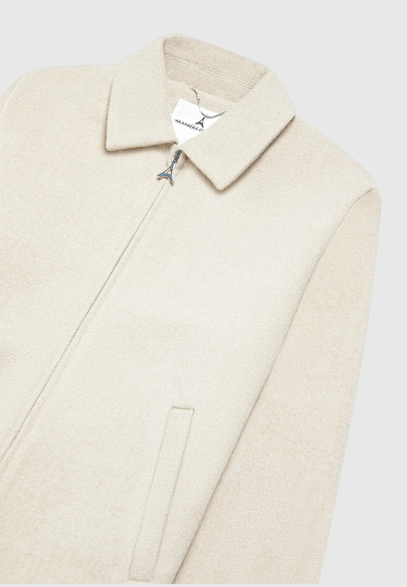 Wool Blend Boxy Jacket - Beige - Image 5