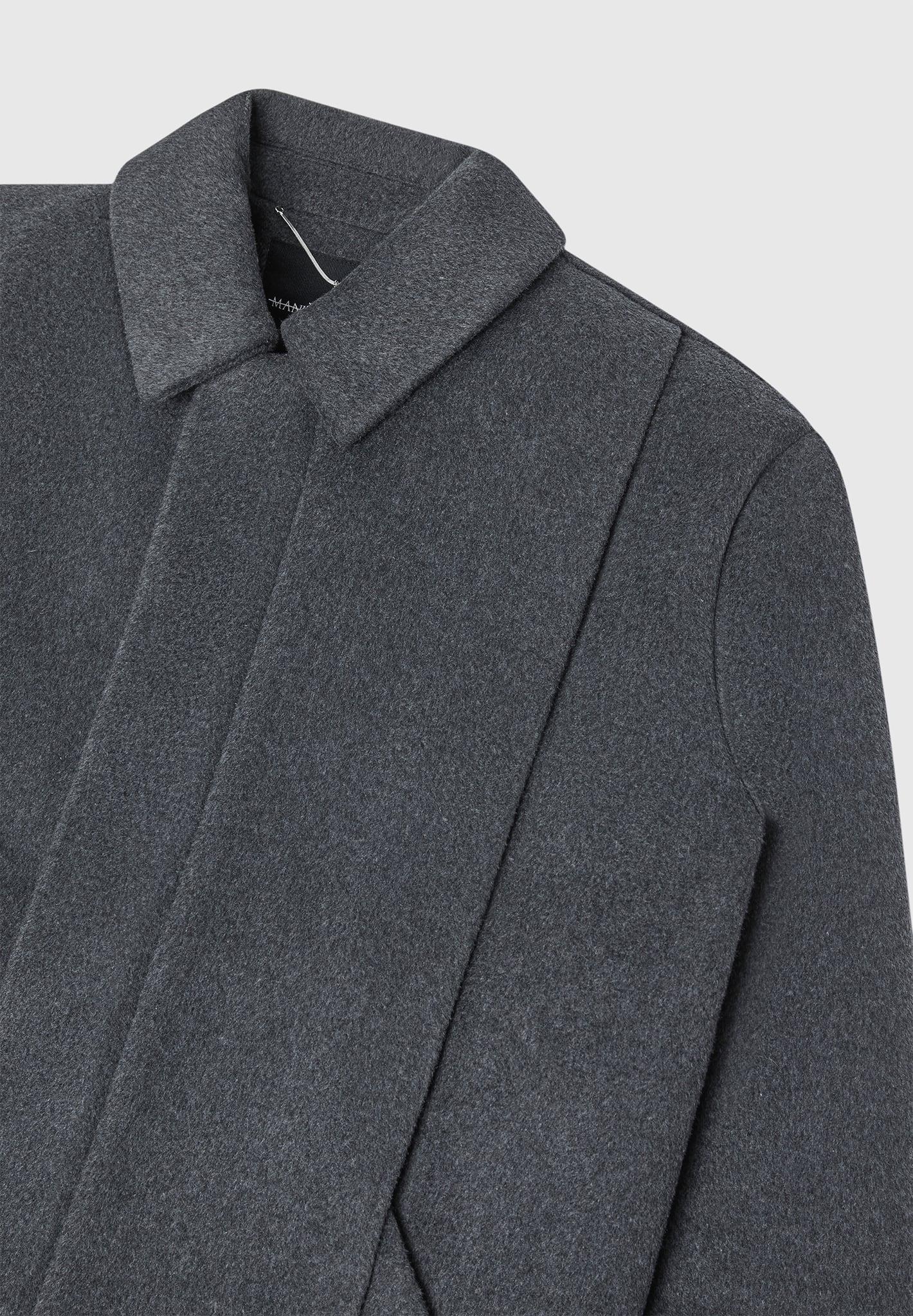 Wool Blend Boxy Jacket with Pleat - Charcoal Grey - Image 5