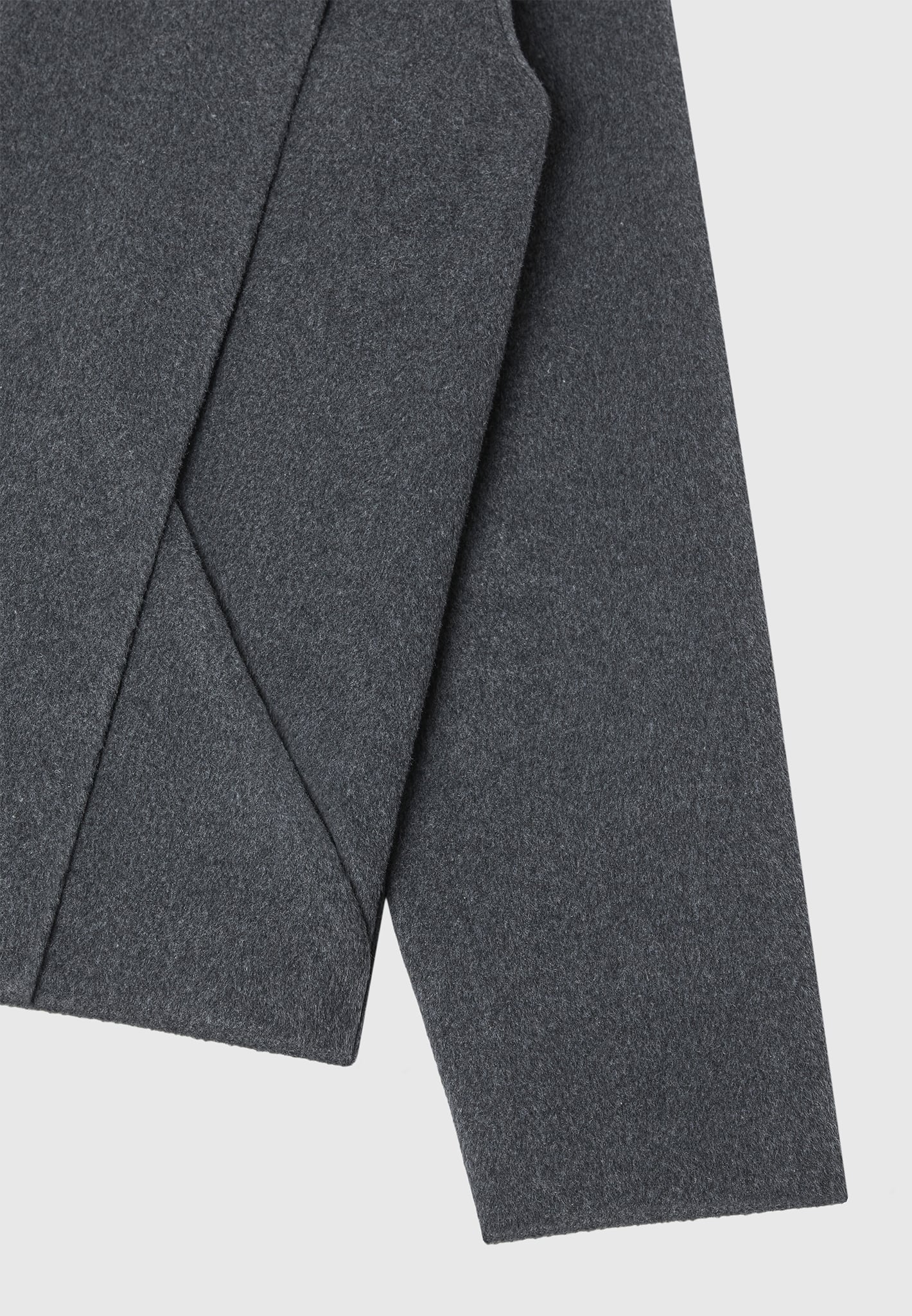 Wool Blend Boxy Jacket with Pleat - Charcoal Grey - Image 6