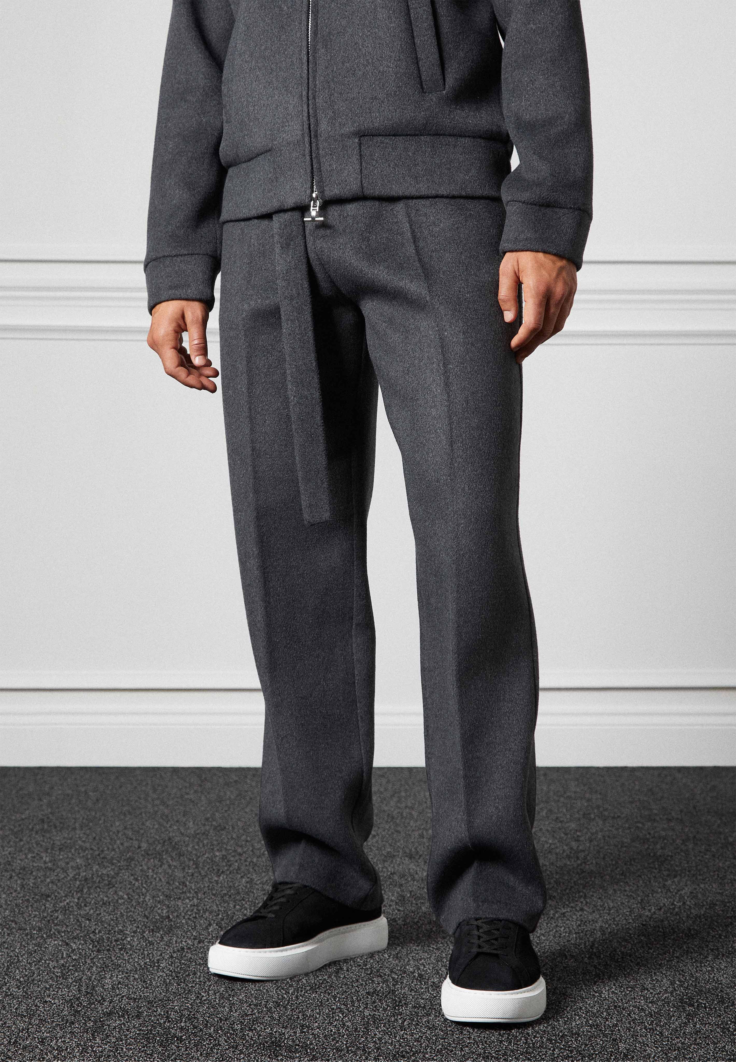 Wool Blend Marl Bomber Jacket - Charcoal Grey - Image 7