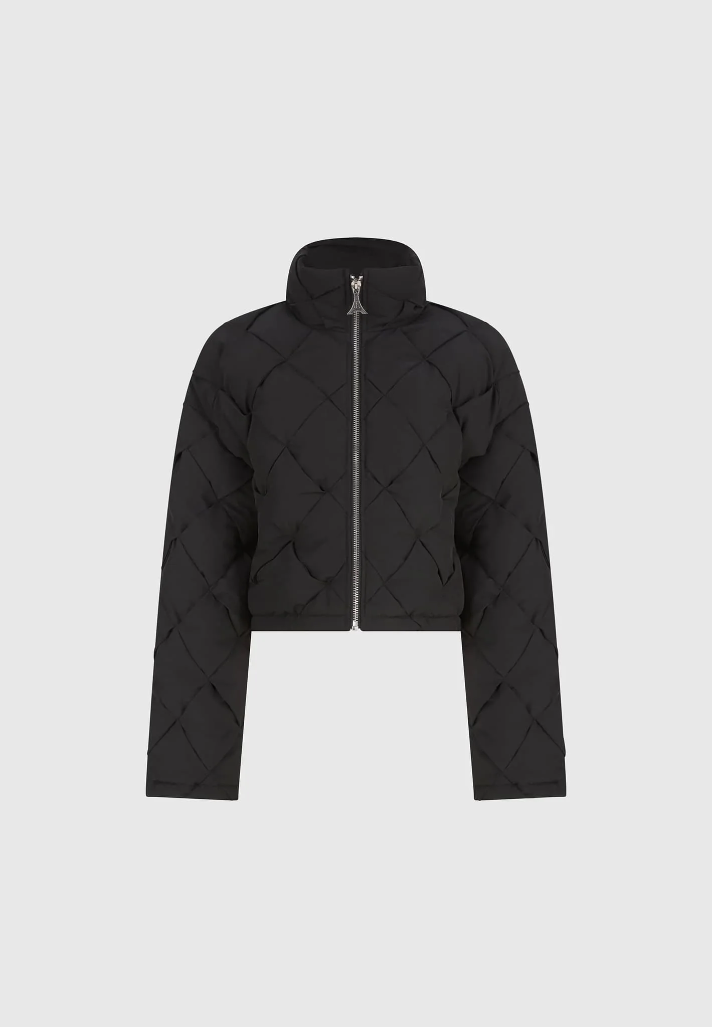 Woven Interlock Puffer Jacket - Black - Image 5