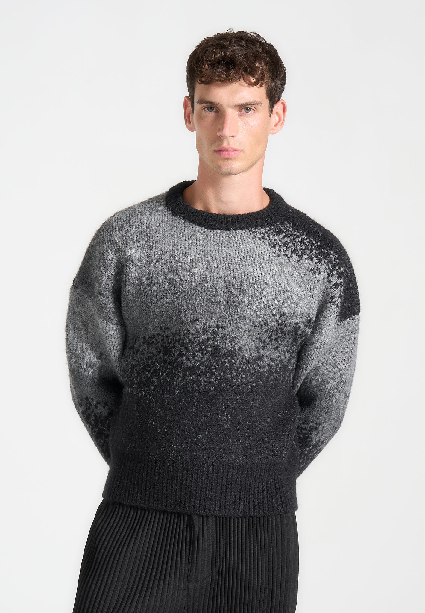 Yani - Ombre Wool Crewneck Sweater - Grey - Image 2
