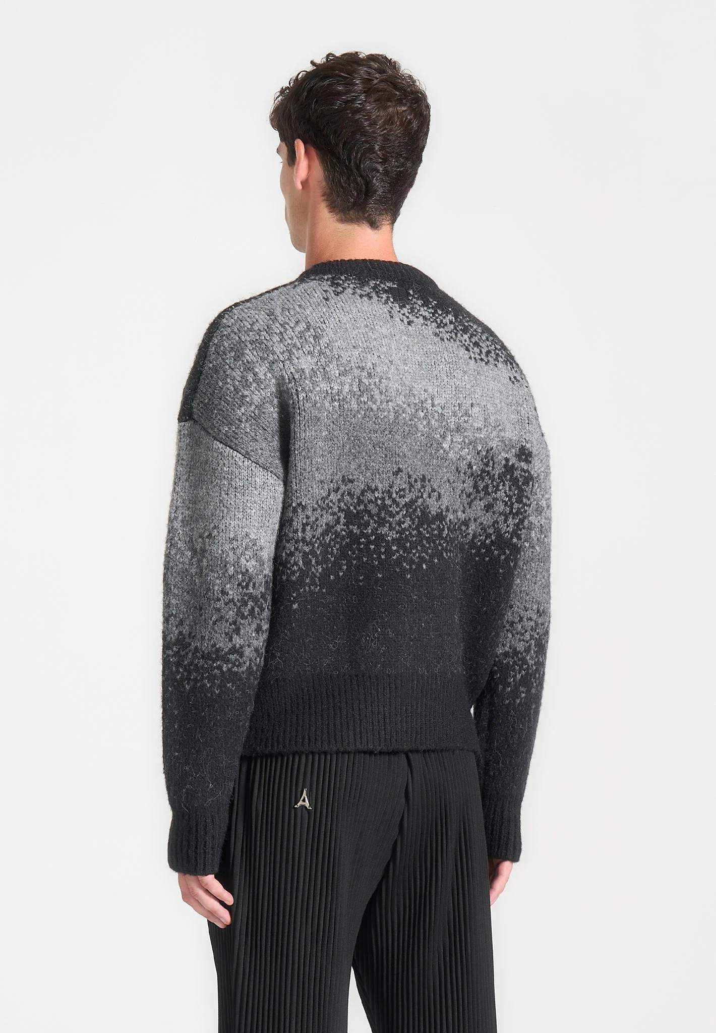 Yani - Ombre Wool Crewneck Sweater - Grey - Image 4