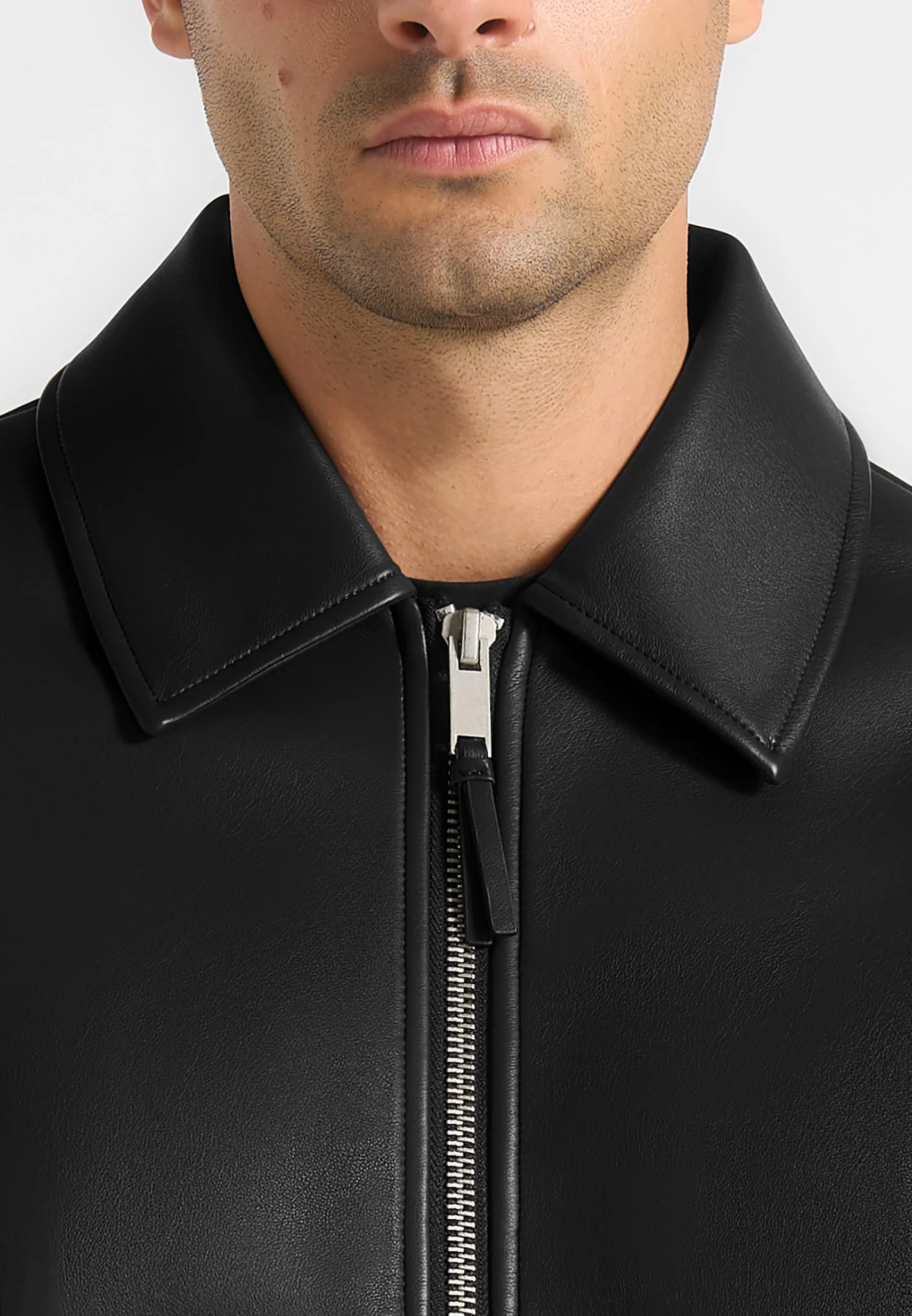 Yves - Minimal Leather Jacket - Black - Image 5