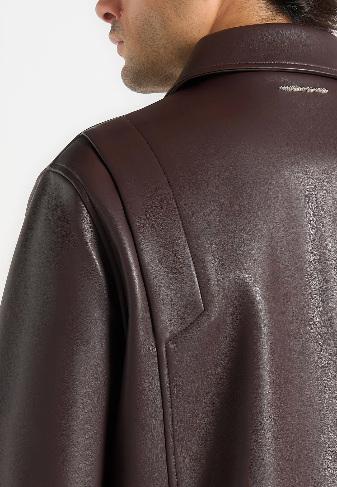 Yves - Minimal Leather Jacket - Brown - Image 3