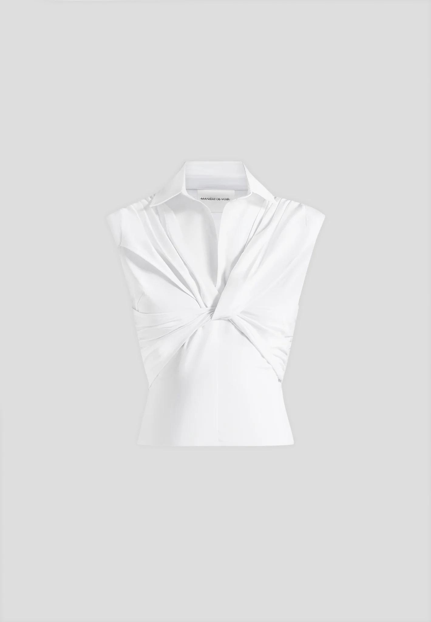 Yvette - Twist Front Sleeveless Shirt - White - Image 4
