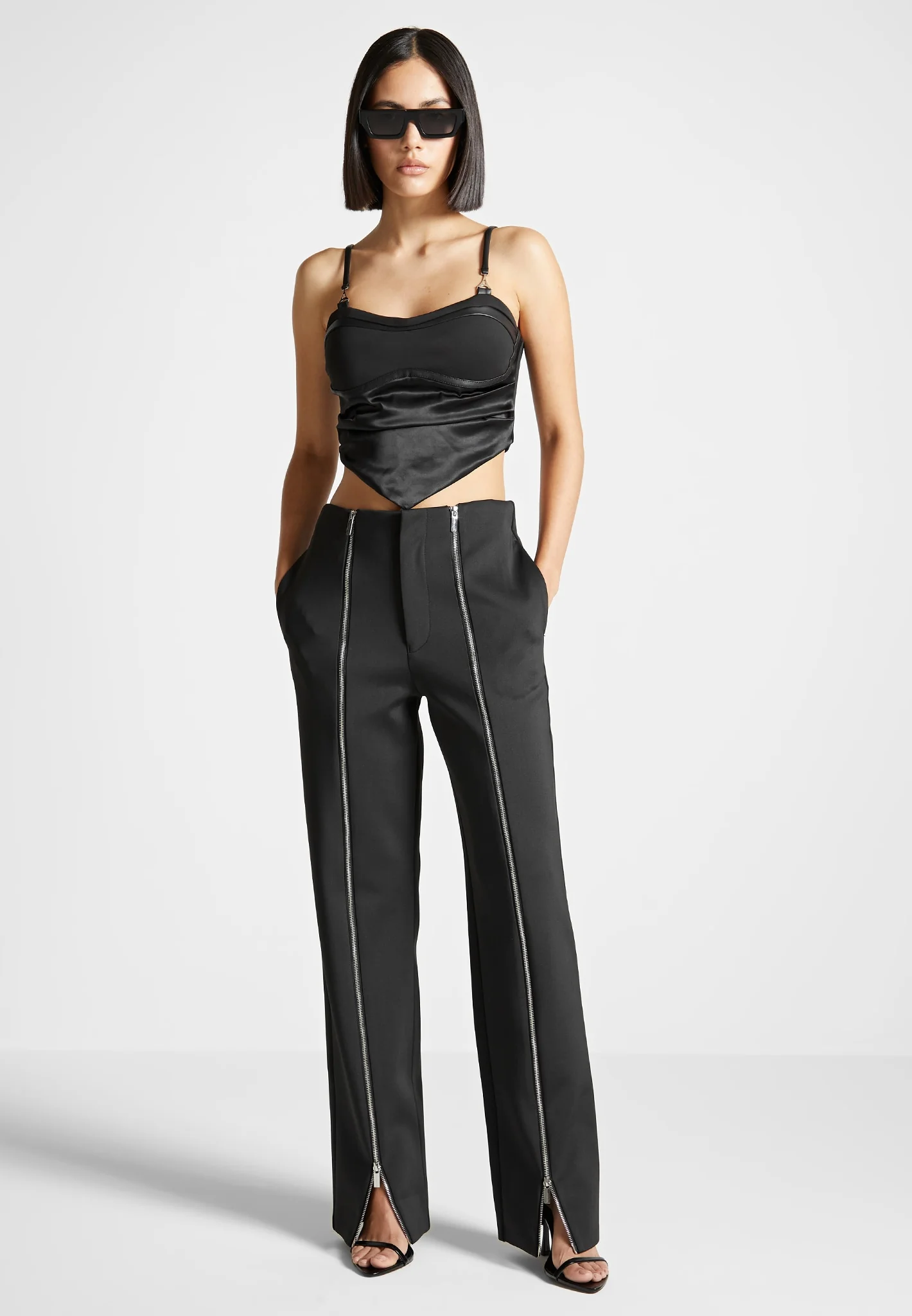 Zip Neoprene Trousers - Black