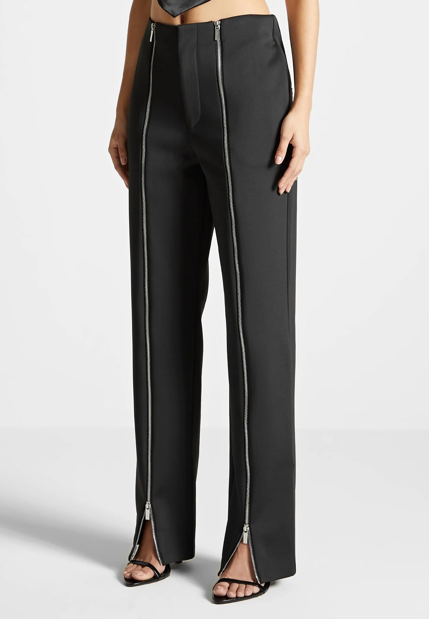 Zip Neoprene Trousers - Black - Image 4